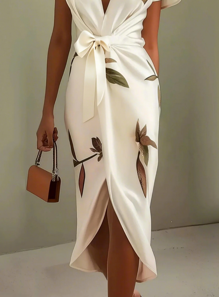BEVERLY ELEGANT WHITE SATIN DRESS