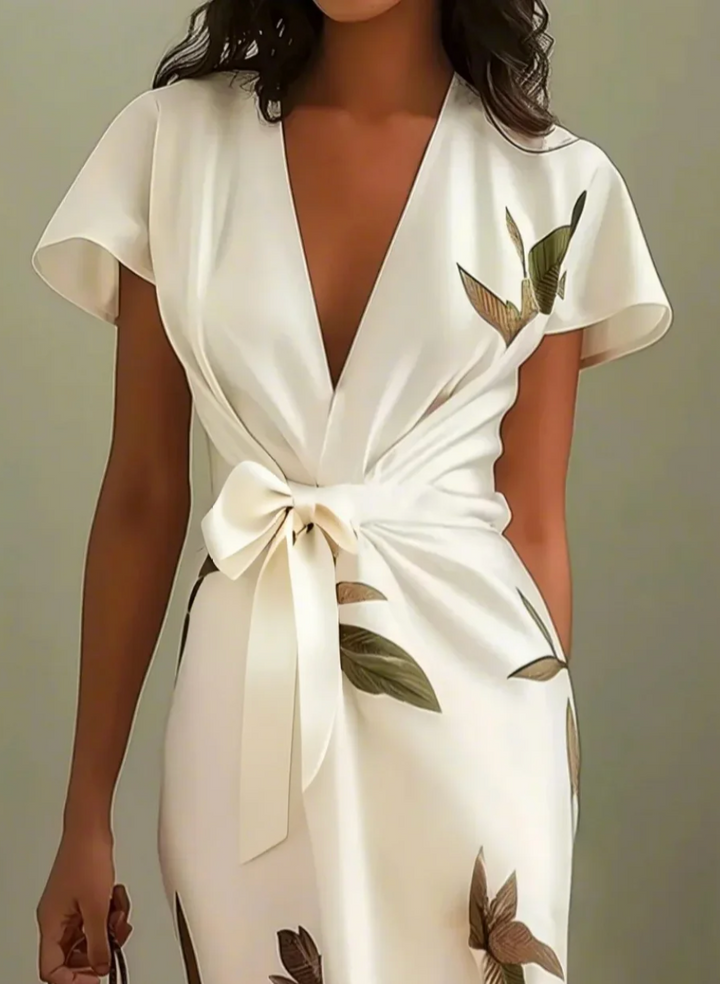 BEVERLY ELEGANT WHITE SATIN DRESS