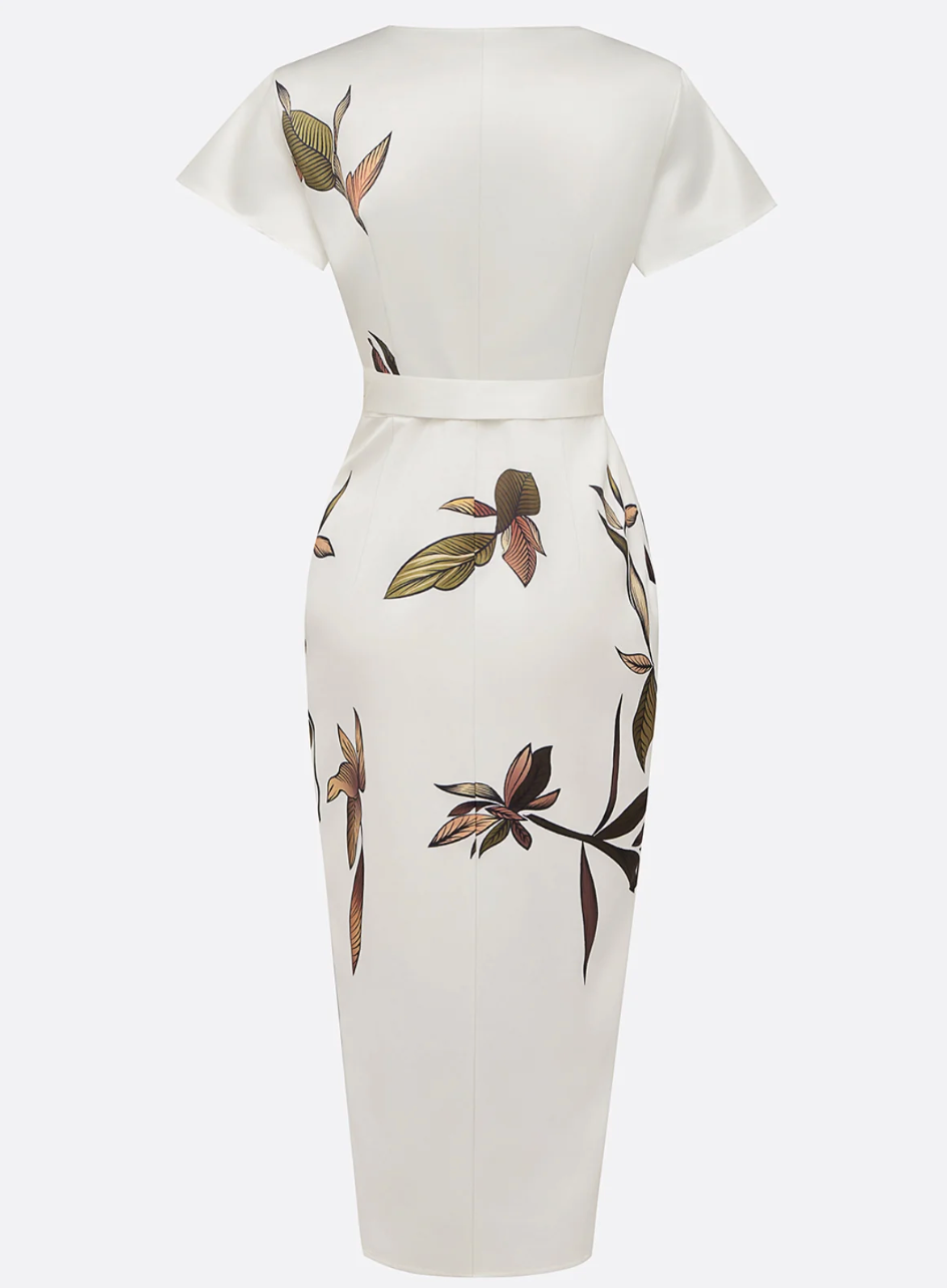 BEVERLY ELEGANT WHITE SATIN DRESS