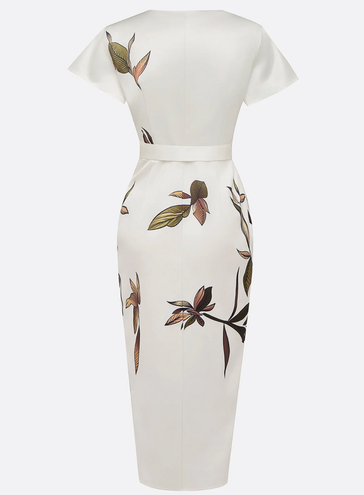 BEVERLY ELEGANT WHITE SATIN DRESS