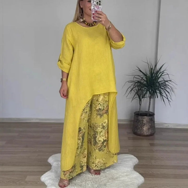 SOPHIA FLORAL BLOUSE & PANTS SET