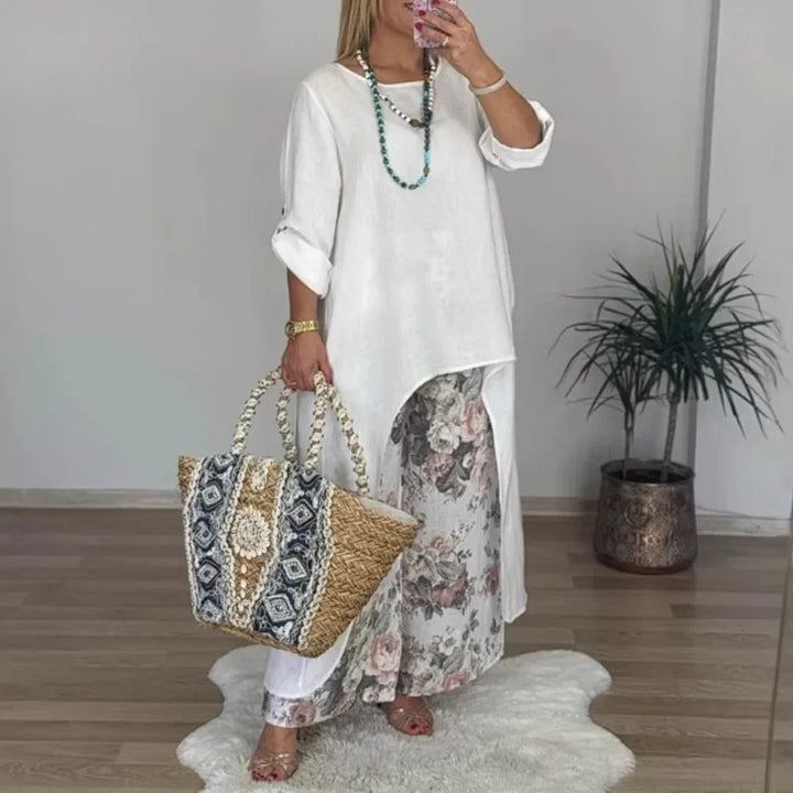 SOPHIA FLORAL BLOUSE & PANTS SET
