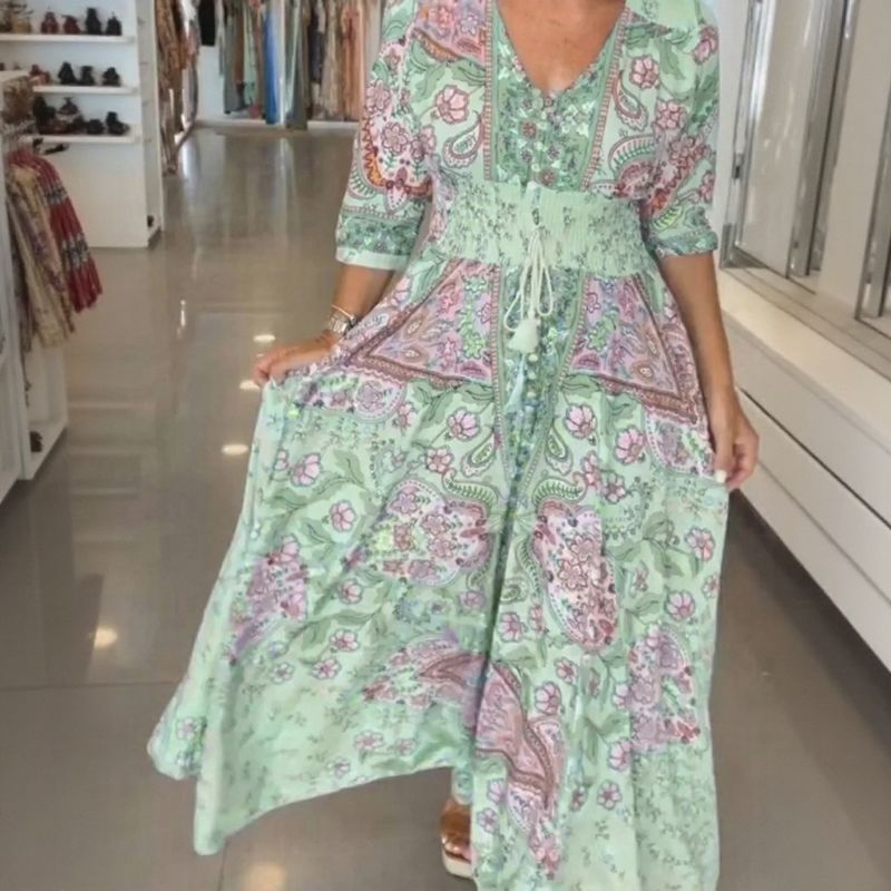 AISHA MAXI V-NECK DRESS