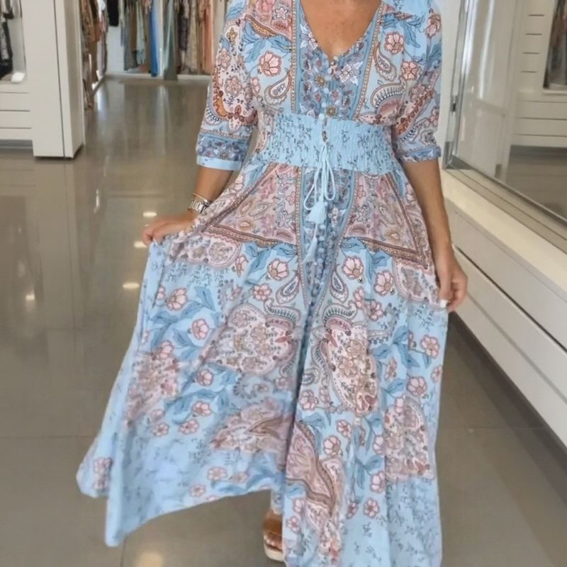 AISHA MAXI V-NECK DRESS