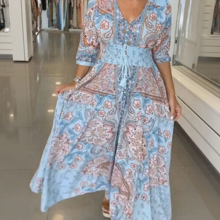 AISHA MAXI V-NECK DRESS