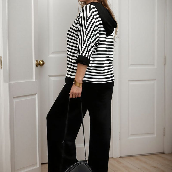 MARINE STRIPED SWEATSHIRT AND LOOSE SWEATPANTS SET