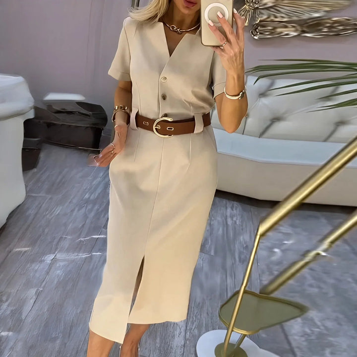 MAITE MIDI SHIRT WITH SLIT DRESS