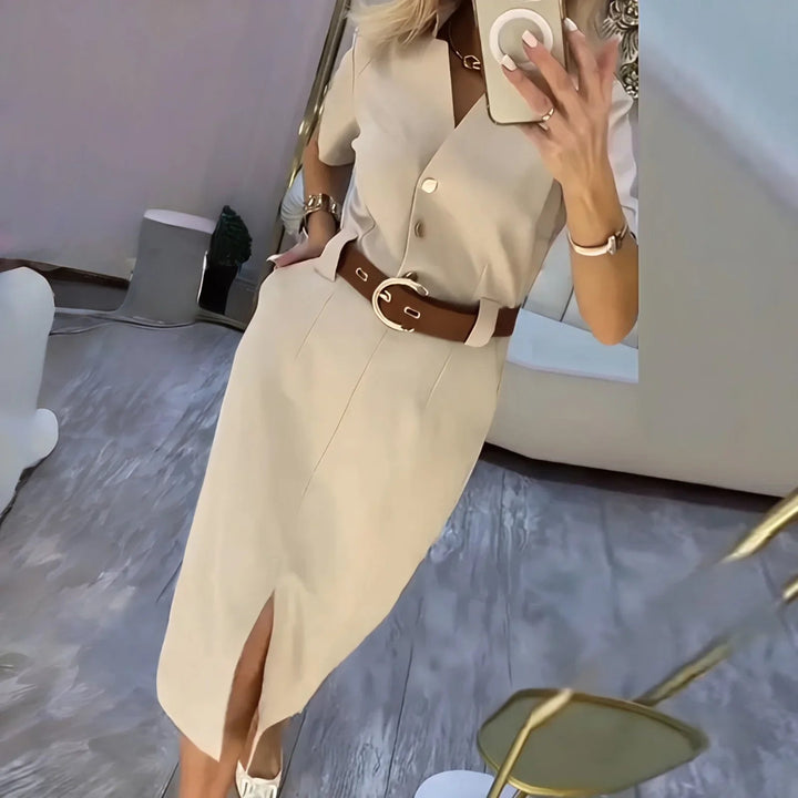 MAITE MIDI SHIRT WITH SLIT DRESS