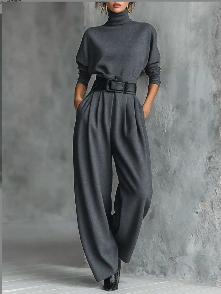 JULIET TURTLENECK TOP & STRAIGHT-LEG PANTS SET