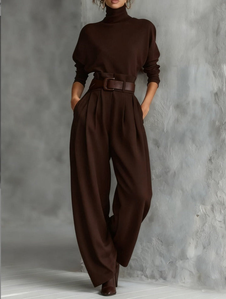 JULIET TURTLENECK TOP & STRAIGHT-LEG PANTS SET