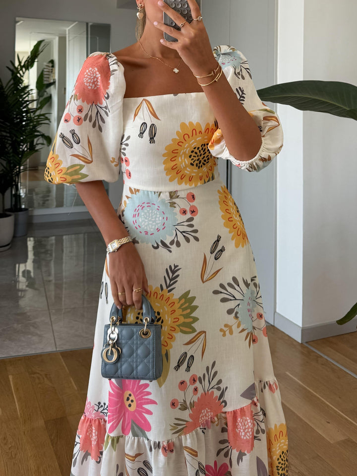 FABLE ROMANTIC FLORAL MIDI DRESS