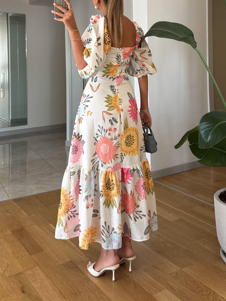 FABLE ROMANTIC FLORAL MIDI DRESS