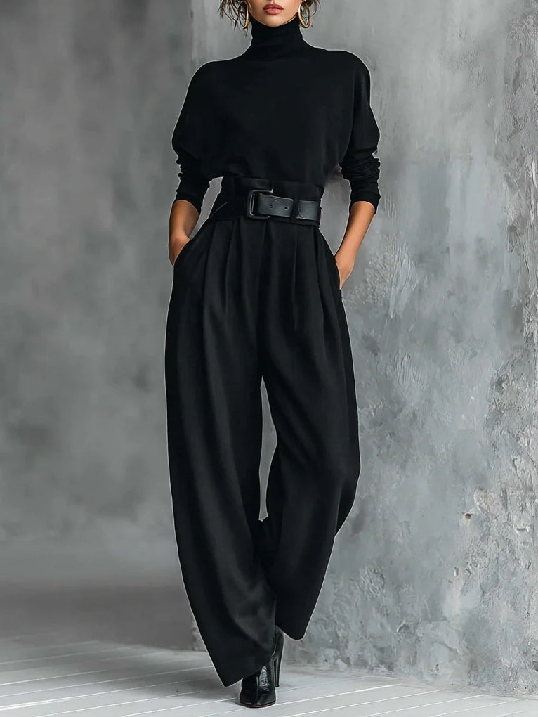 JULIET TURTLENECK TOP & STRAIGHT-LEG PANTS SET