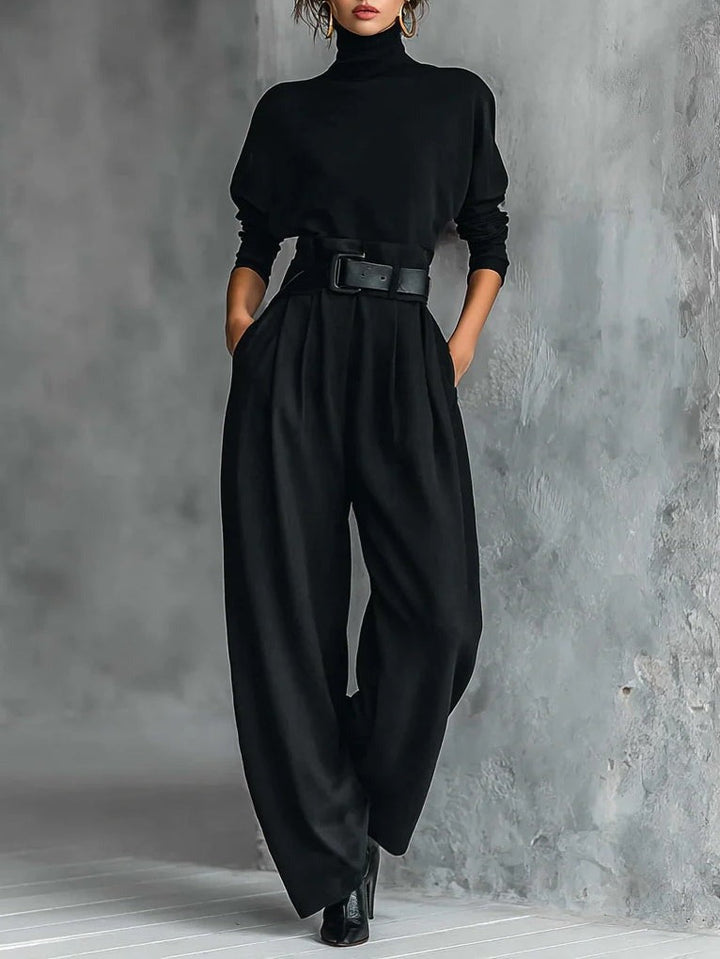JULIET TURTLENECK TOP & STRAIGHT-LEG PANTS SET