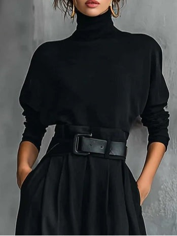 JULIET TURTLENECK TOP & STRAIGHT-LEG PANTS SET