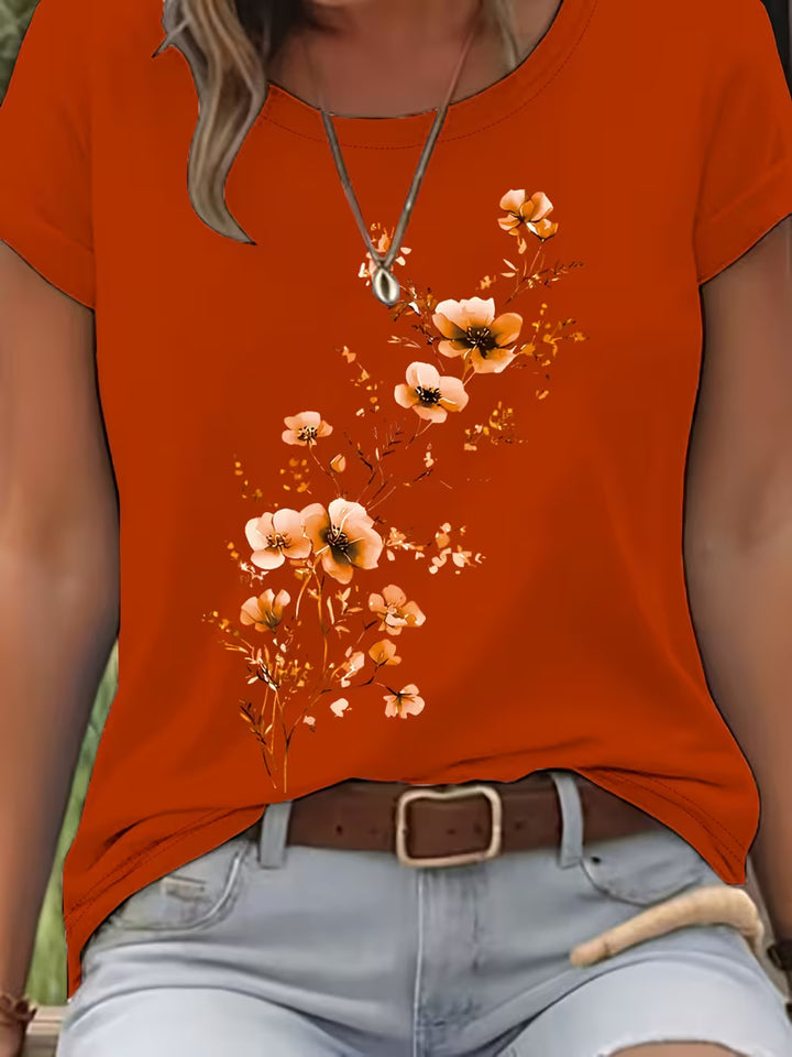 LIVIA FLORAL ROUND-NECK T-SHIRT