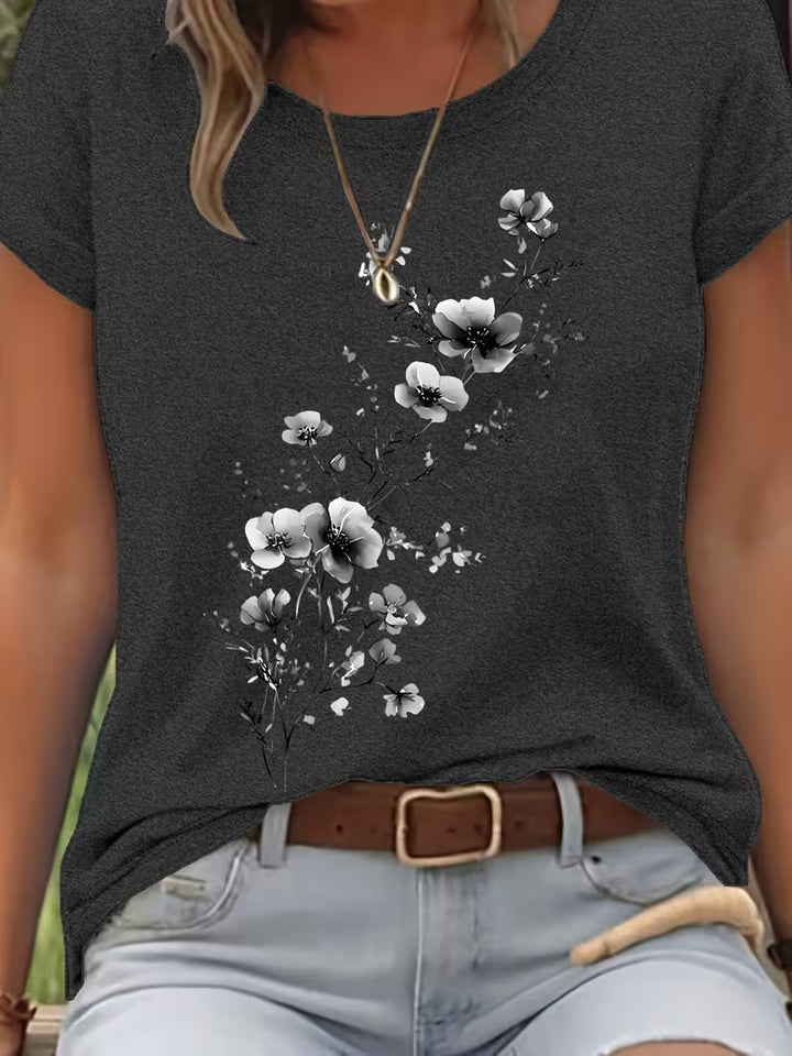 LIVIA FLORAL ROUND-NECK T-SHIRT