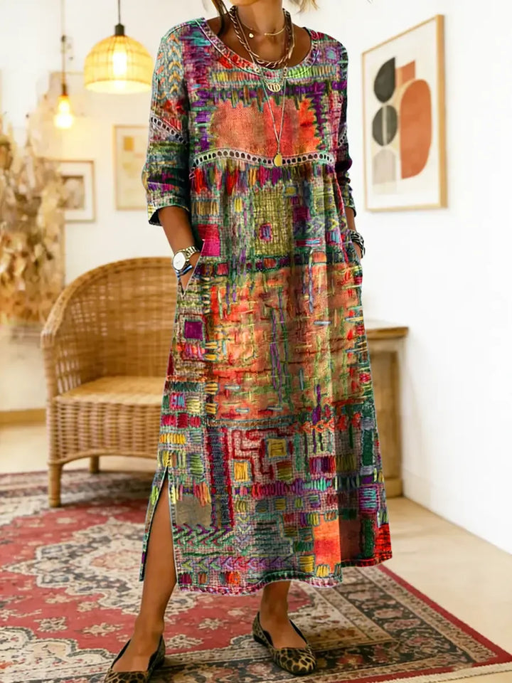SERAPHINA DISTINCTIVE PRINT MIDI DRESS
