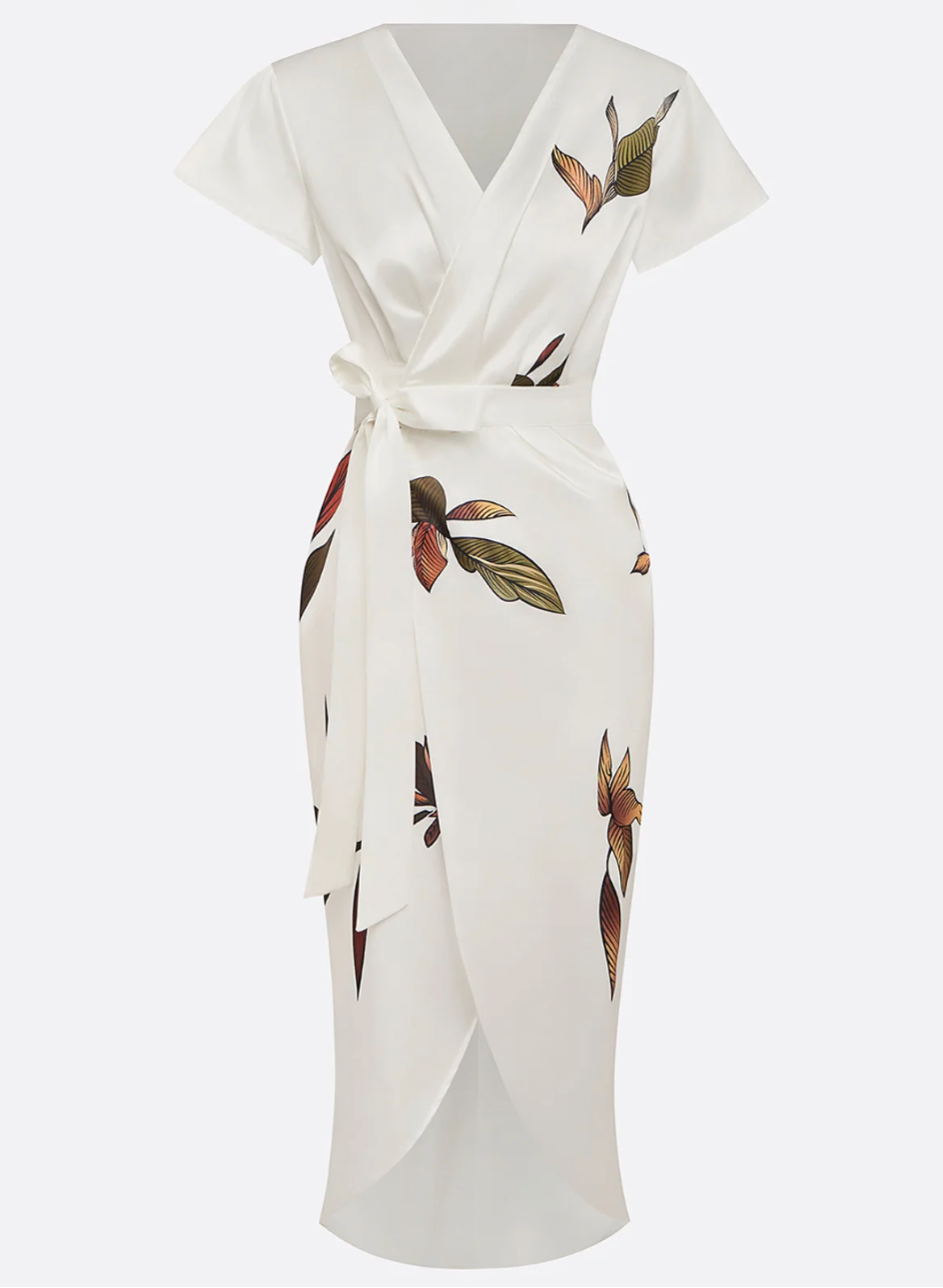 BEVERLY ELEGANT WHITE SATIN DRESS