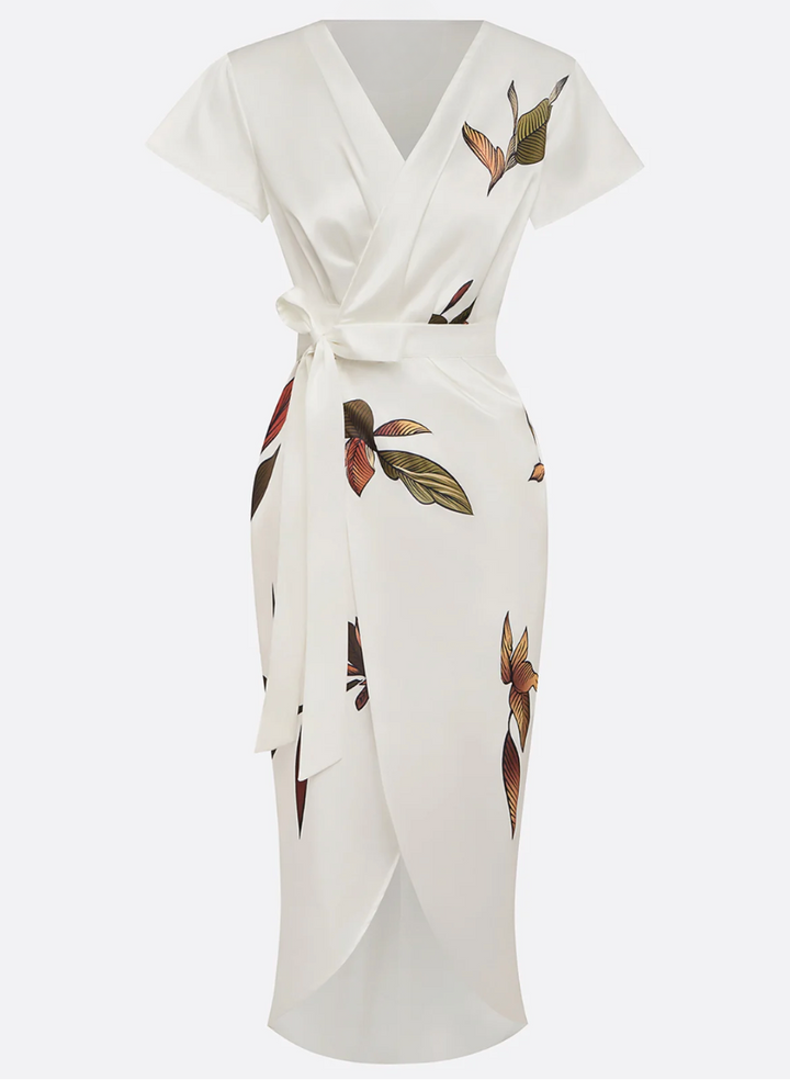 BEVERLY ELEGANT WHITE SATIN DRESS