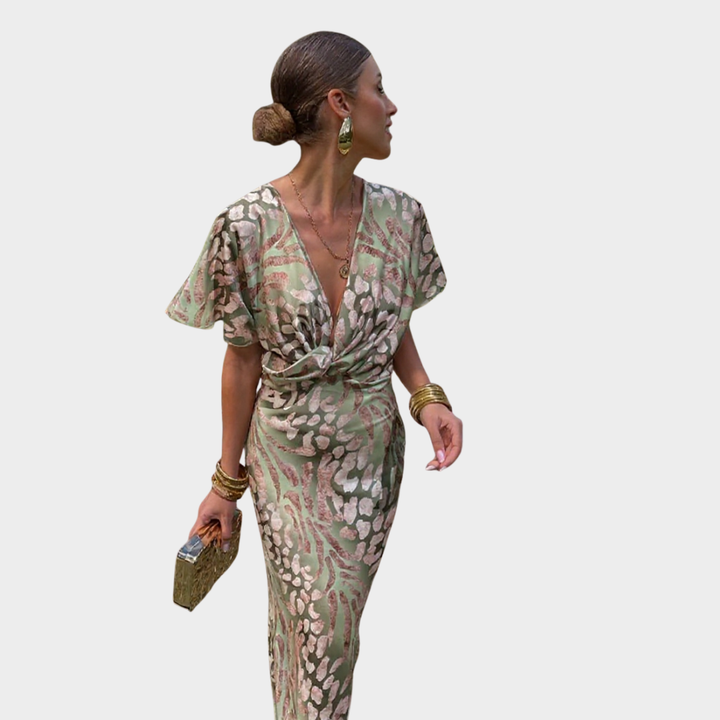 CLARANDRA COPPER MIDI DRESS