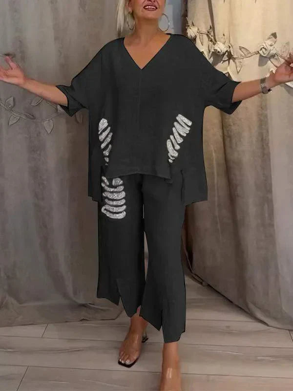 ALYANA TWO-PIECE COTTON-LINEN SUIT