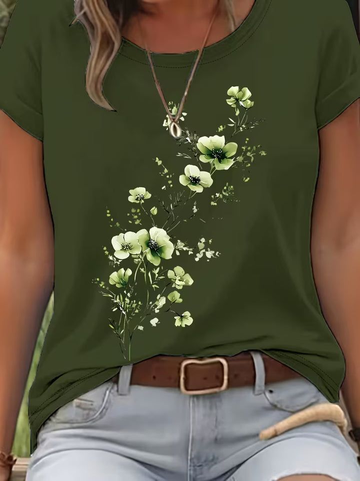 LIVIA FLORAL ROUND-NECK T-SHIRT