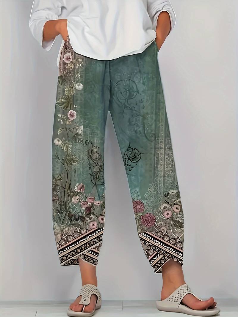 THIMASHA VINTAGE FLORAL CAPRI PANTS