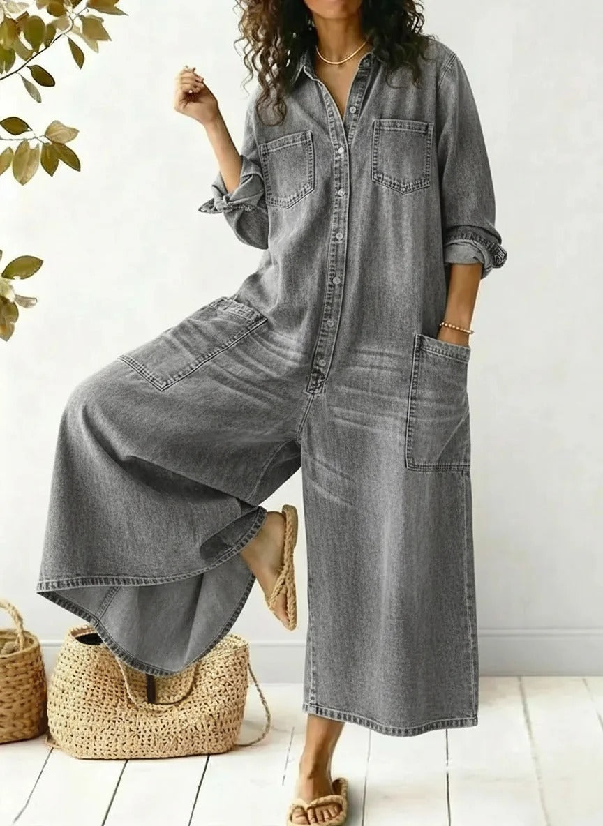 MARIBEL DENIM UTILITY JUMPSUIT
