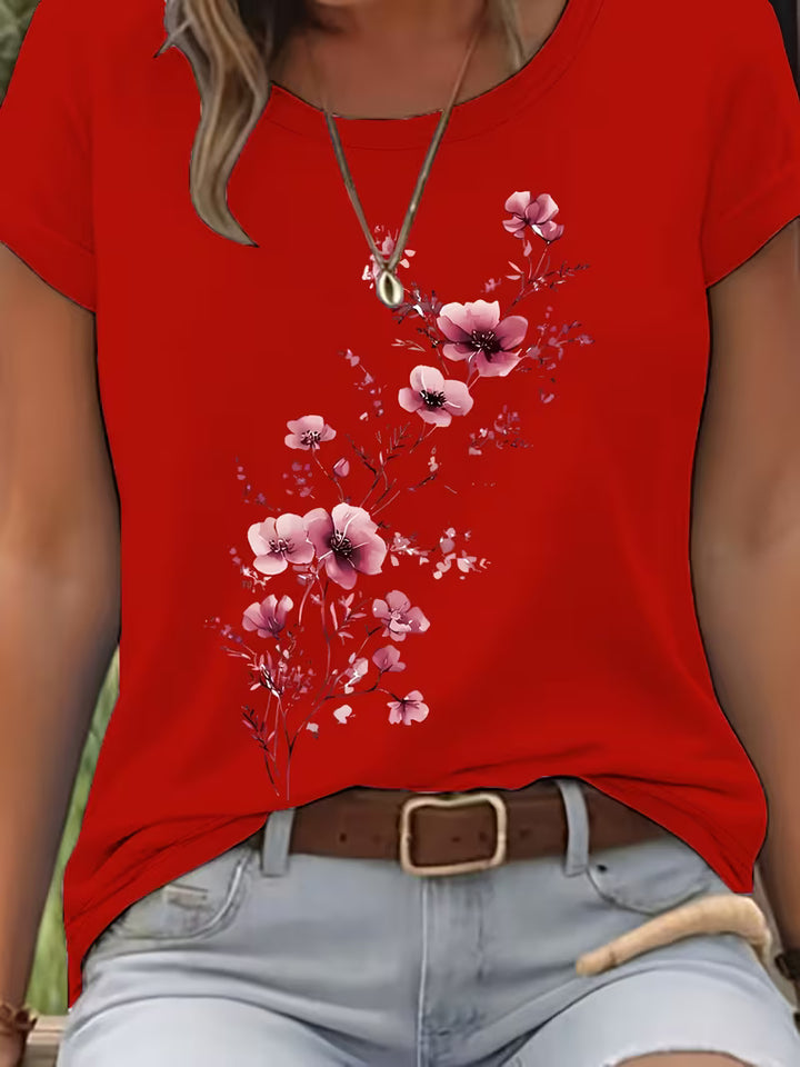 LIVIA FLORAL ROUND-NECK T-SHIRT