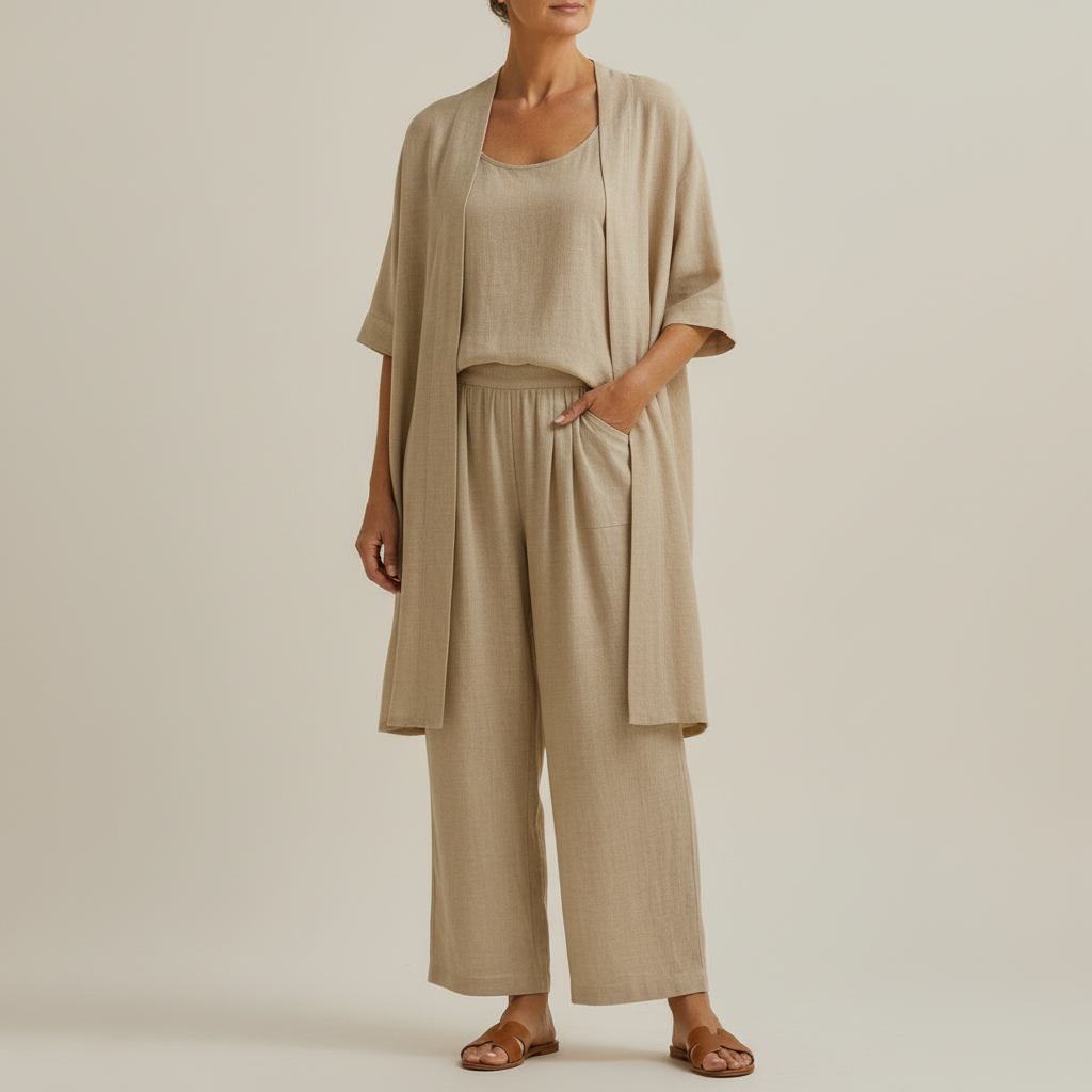 RISTEENA LINEN-COTTON THREE-PIECE SET