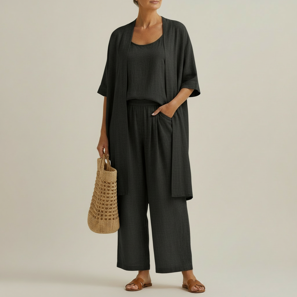 RISTEENA LINEN-COTTON THREE-PIECE SET