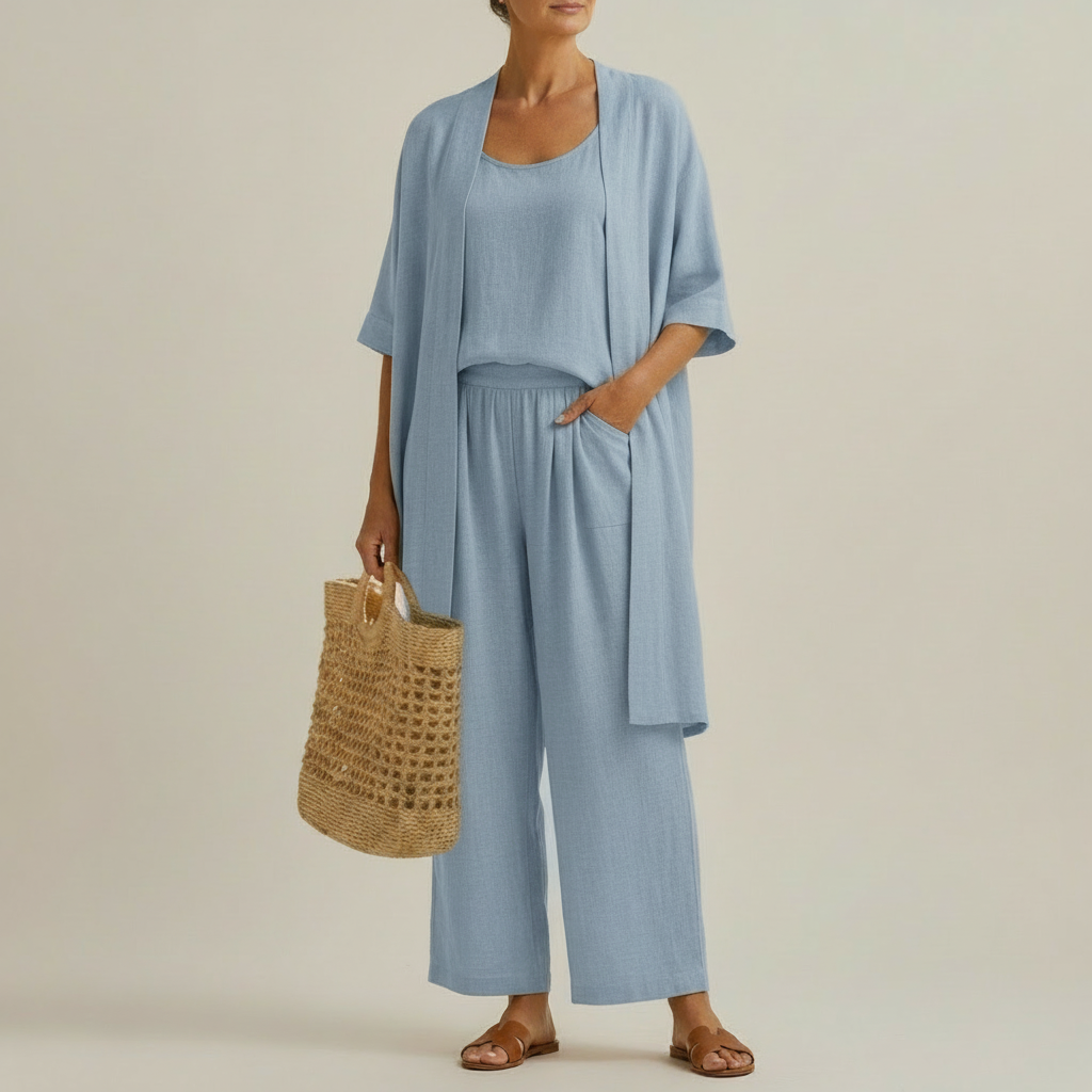 RISTEENA LINEN-COTTON THREE-PIECE SET