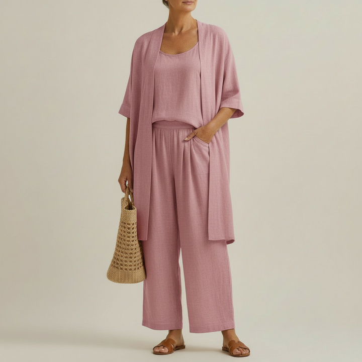 RISTEENA LINEN-COTTON THREE-PIECE SET
