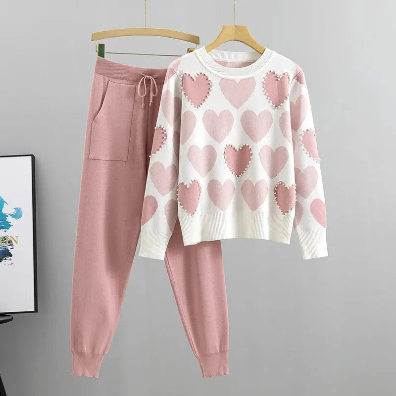 SALOME HEART PATTERN KNIT SET