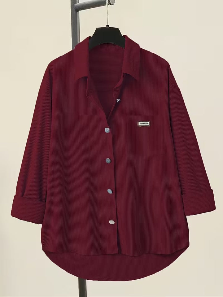VALERIA V-NECK BUTTON-UP BLOUSE