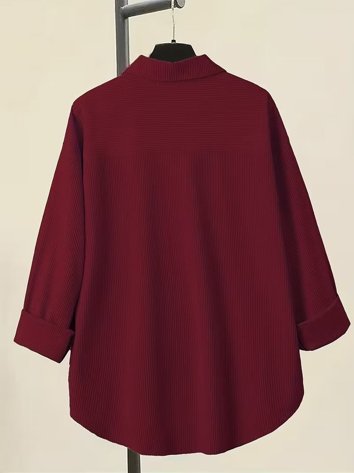 VALERIA V-NECK BUTTON-UP BLOUSE