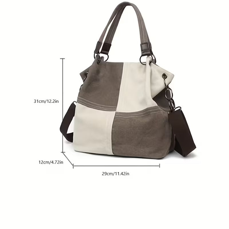 VIOLA PLAID CANVAS TOTE BAG