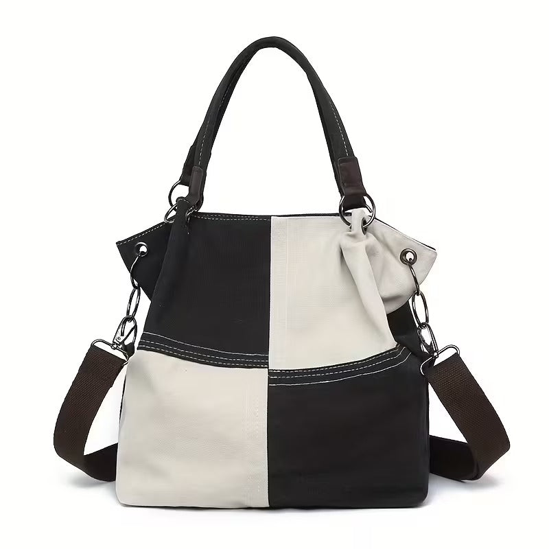 VIOLA PLAID CANVAS TOTE BAG