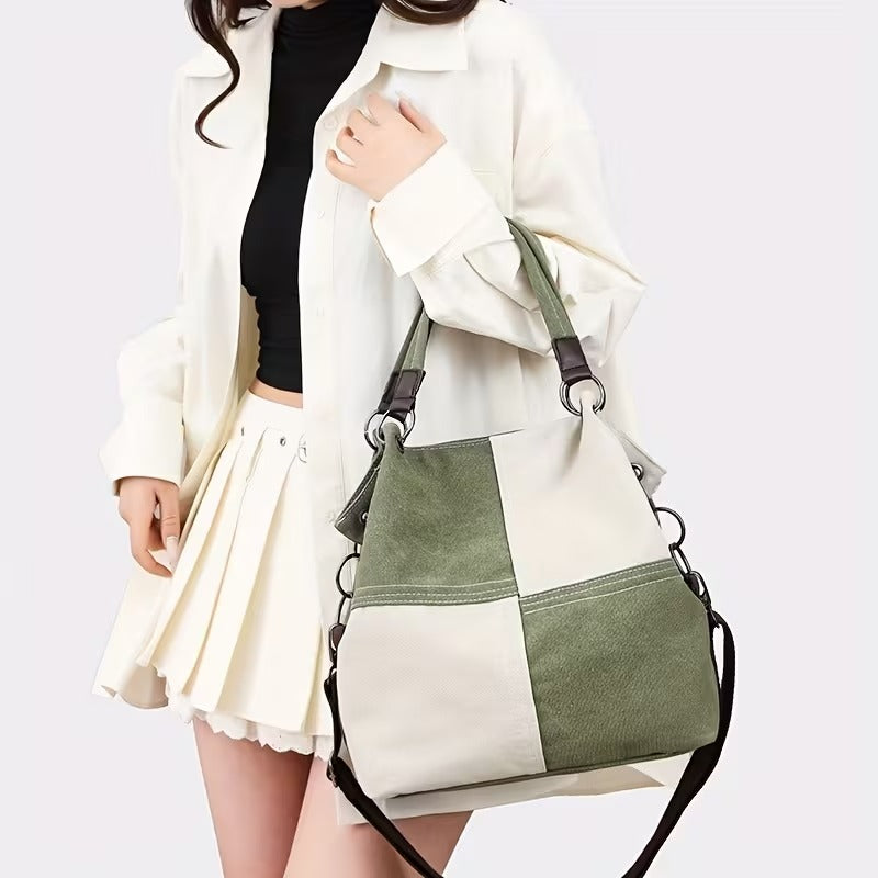 VIOLA PLAID CANVAS TOTE BAG
