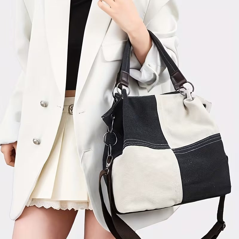 VIOLA PLAID CANVAS TOTE BAG