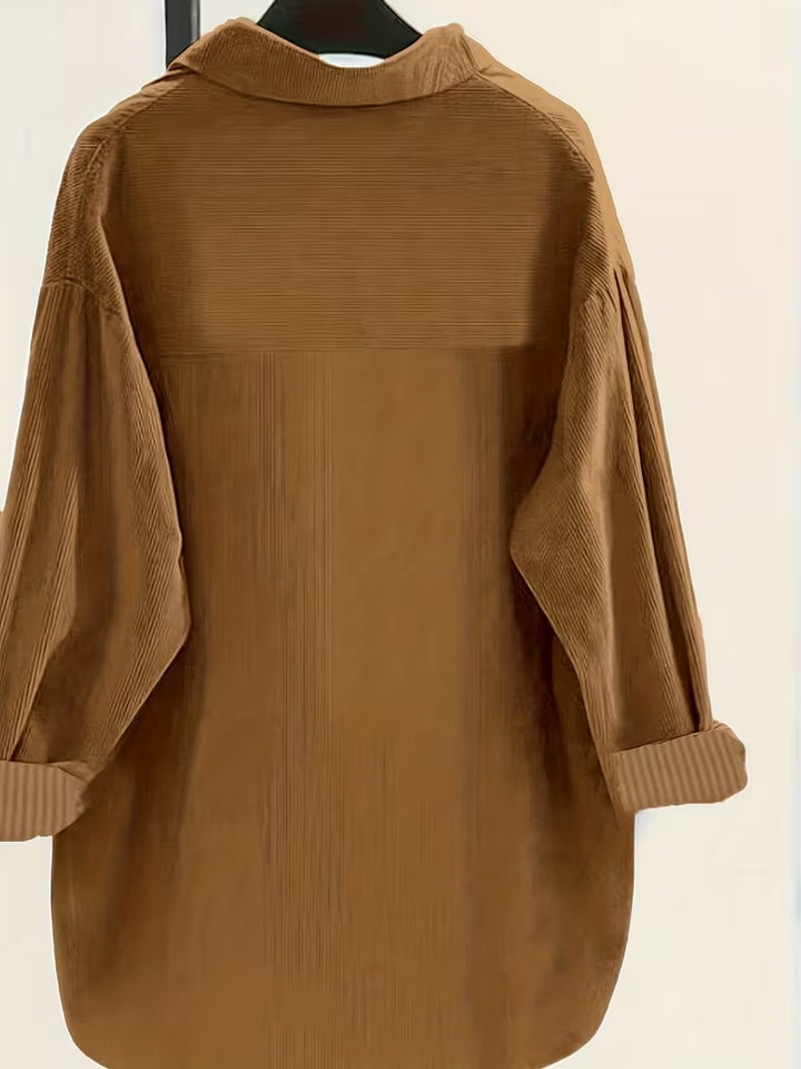 VALERIA V-NECK BUTTON-UP BLOUSE