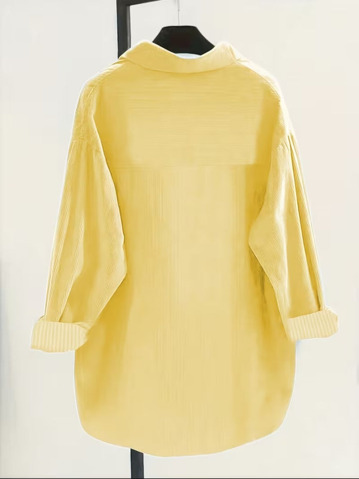 VALERIA V-NECK BUTTON-UP BLOUSE