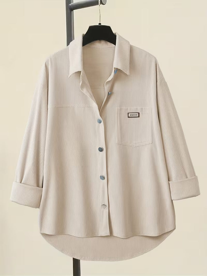 VALERIA V-NECK BUTTON-UP BLOUSE