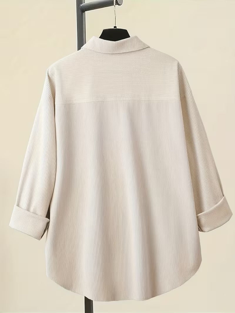 VALERIA V-NECK BUTTON-UP BLOUSE
