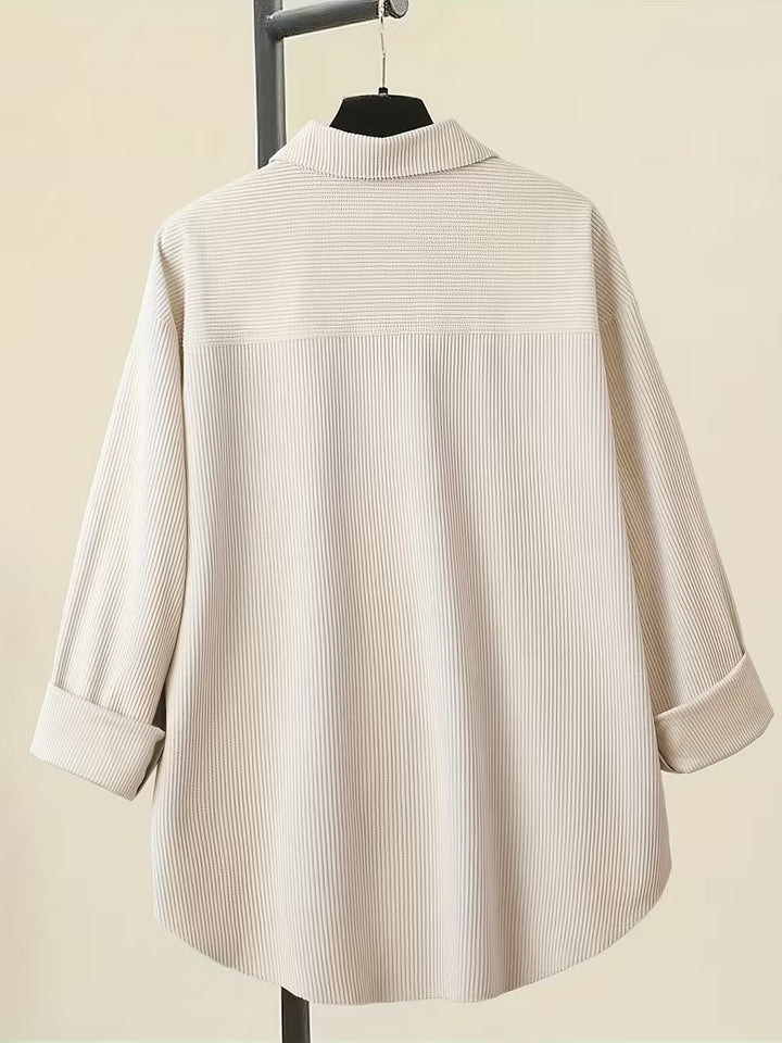 VALERIA V-NECK BUTTON-UP BLOUSE