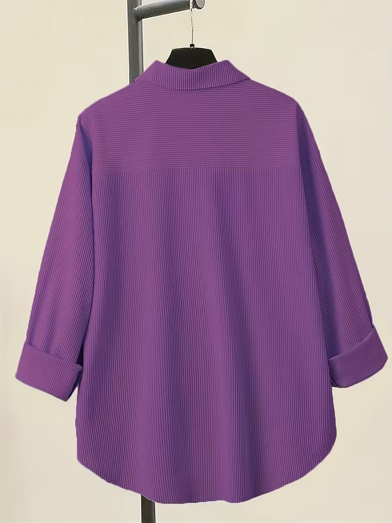 VALERIA V-NECK BUTTON-UP BLOUSE