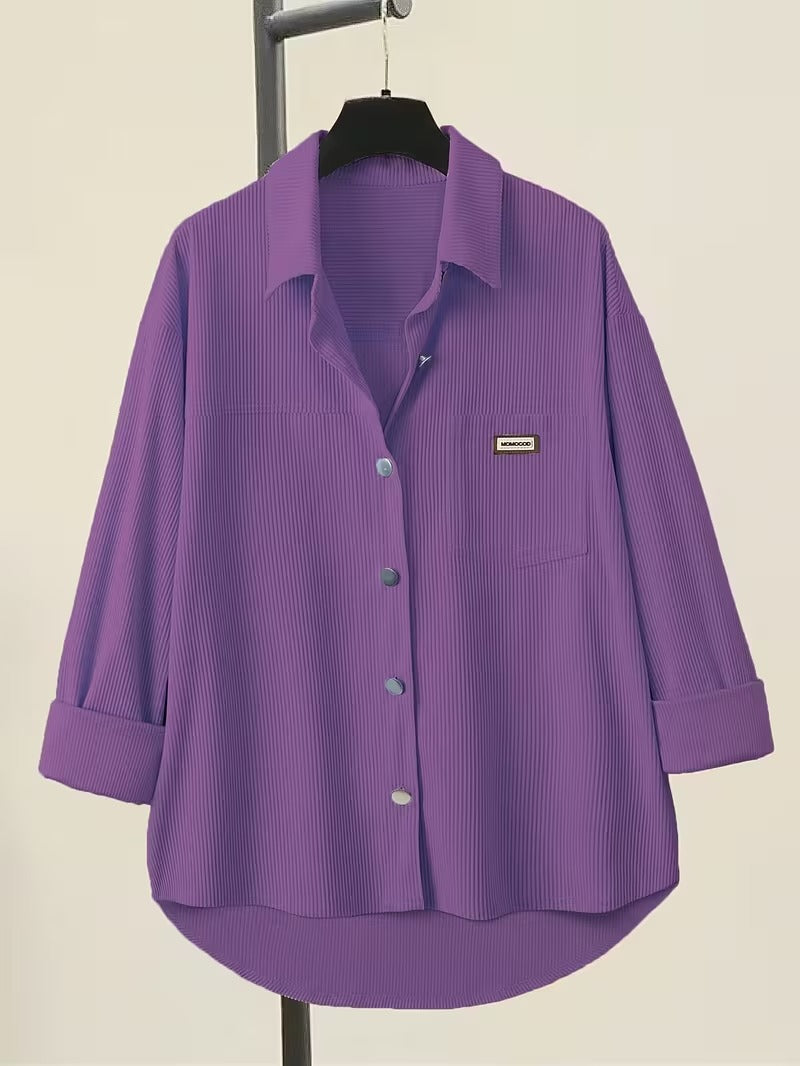 VALERIA V-NECK BUTTON-UP BLOUSE