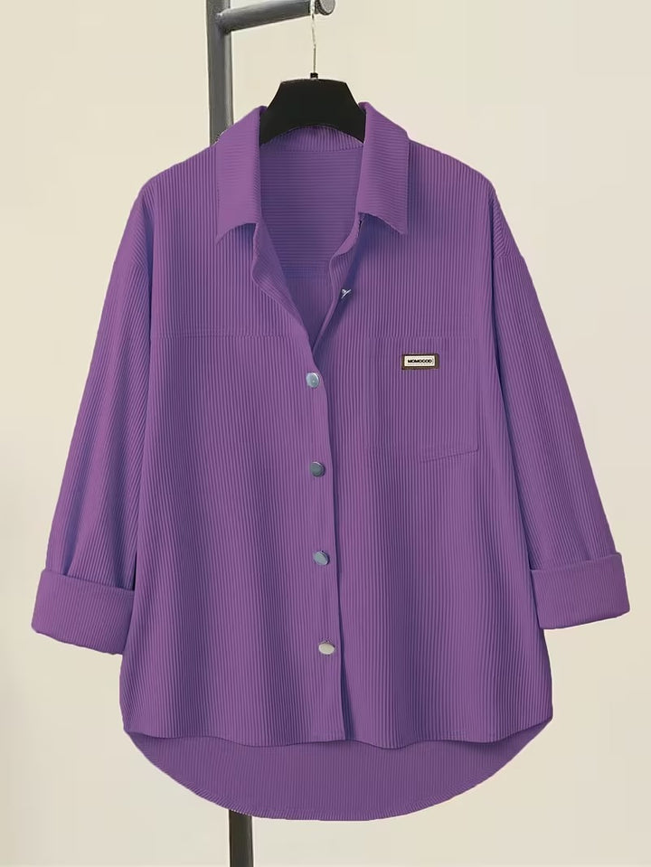 VALERIA V-NECK BUTTON-UP BLOUSE