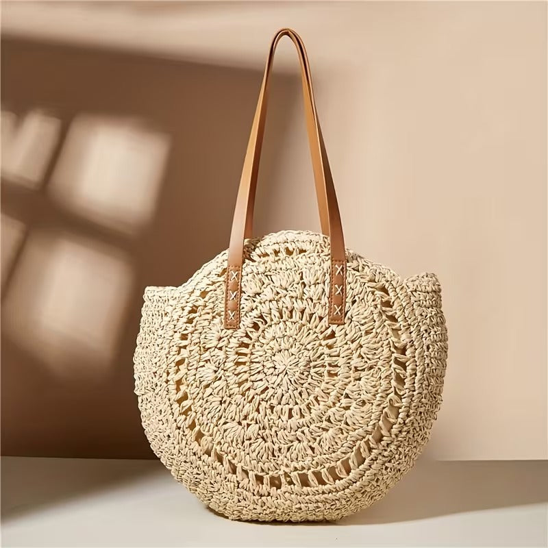 FELICIA HOLLOW ROUND STRAW BAG